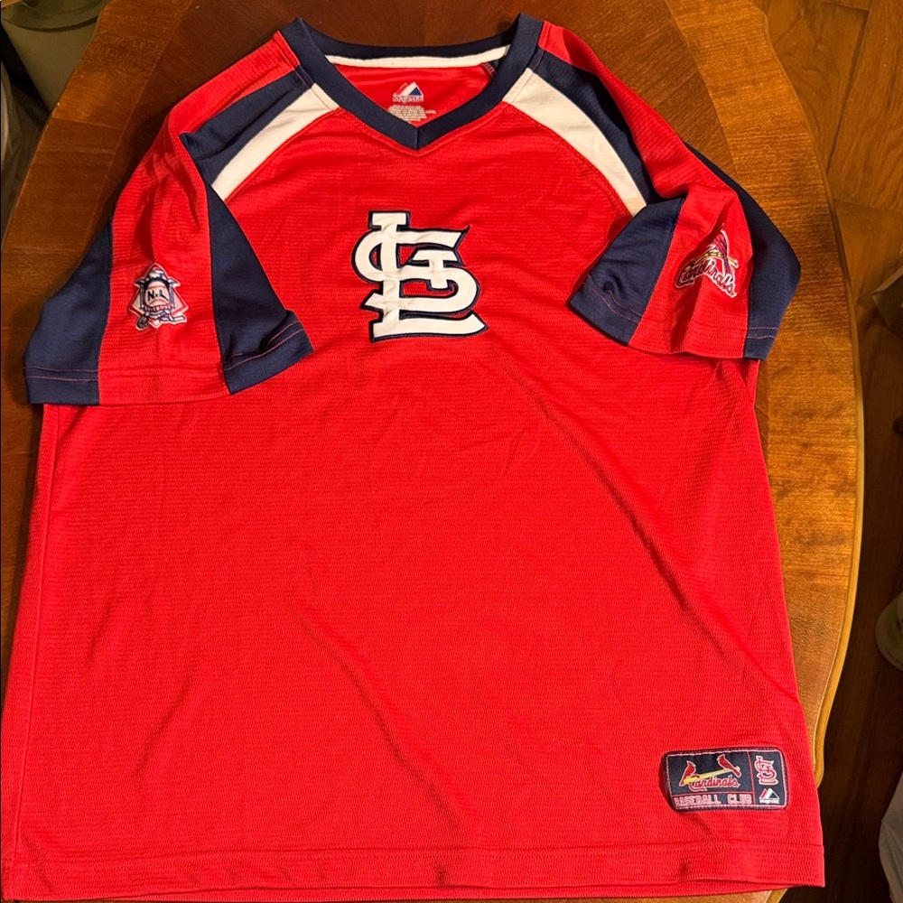 Majestic Red and Blue St Louis Cardinals Team Jersey